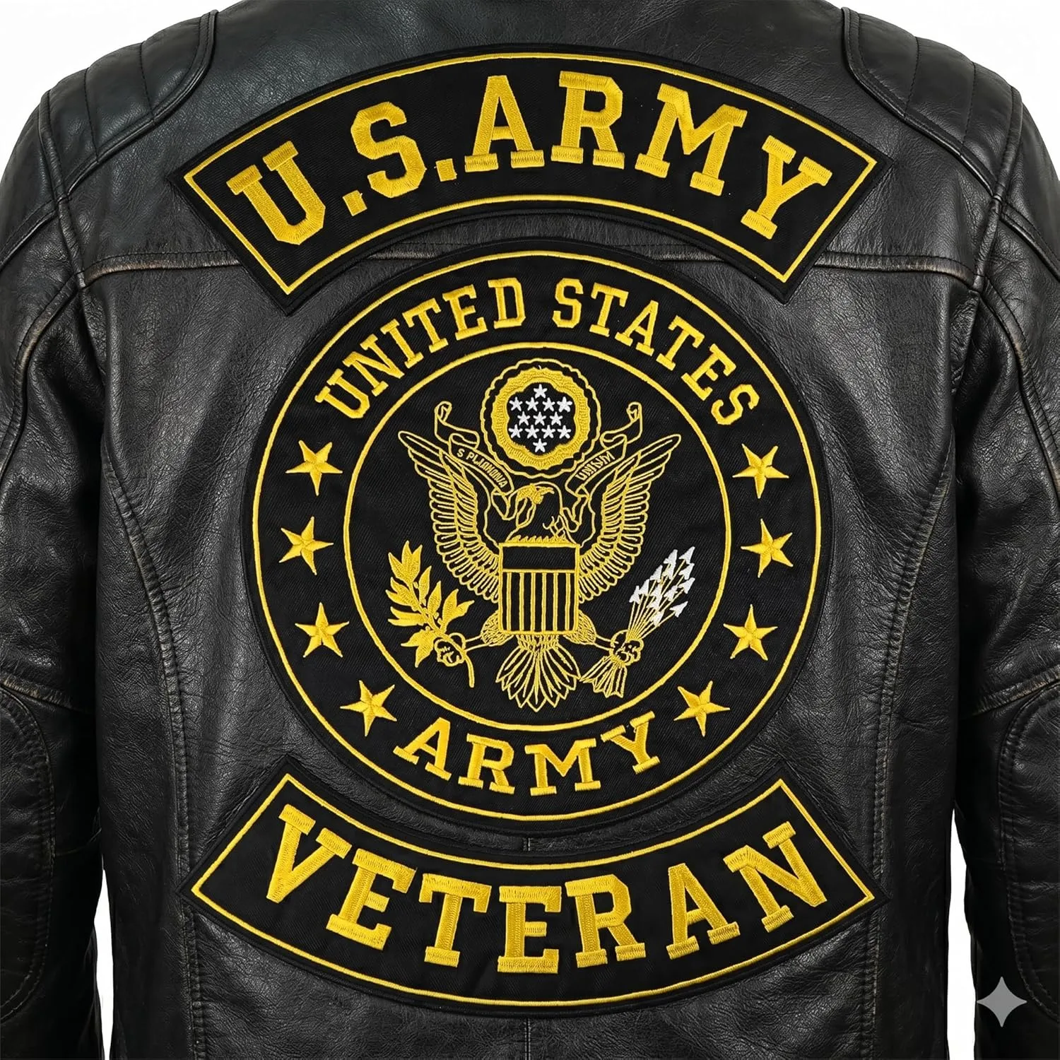 US Army Veterran Large 30cm 3 pcs Iron on sew on Embroidered Patches Set