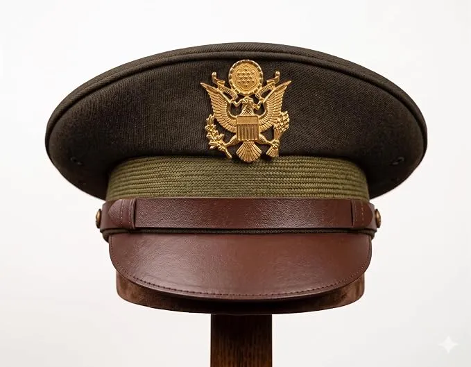 USA Navy Hat white cotton removeable gold chin strap metal insignia 58cm