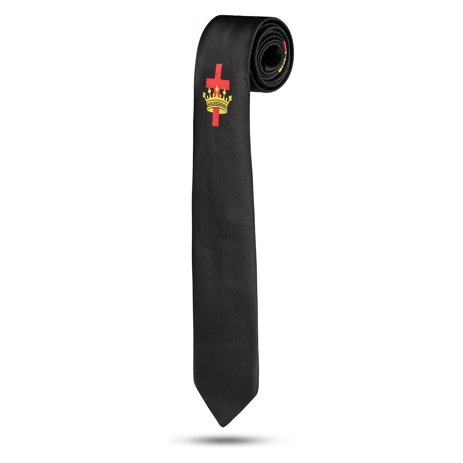 Knights Templar Woven Silk NeckTie with knitted Red/Gold Logo
